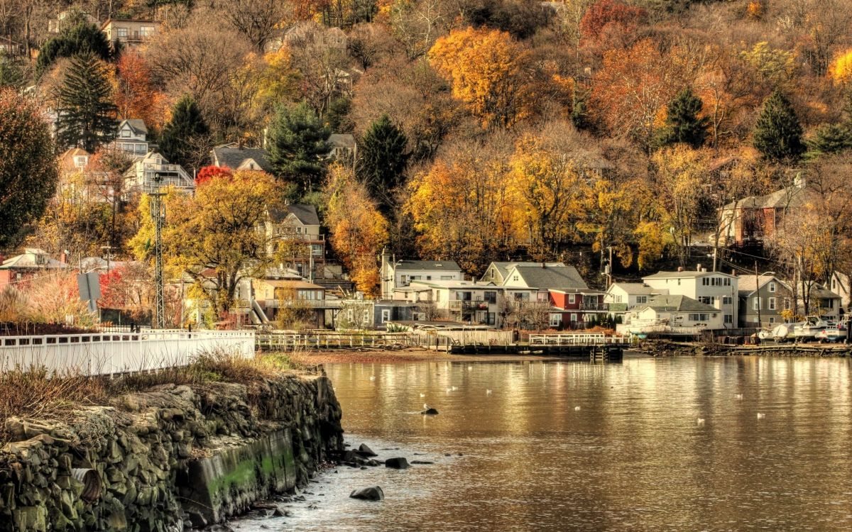 white and brown house near body of water during daytime