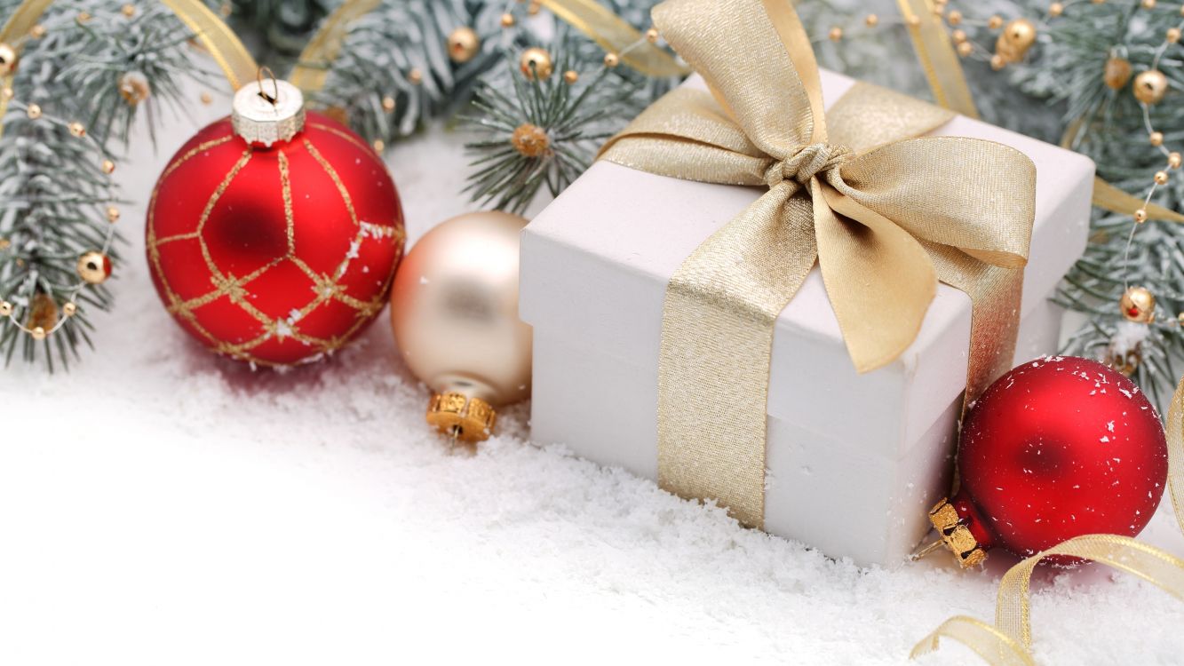 黄金, 礼品包装, 红色的, 丝带, 圣诞节礼物 壁纸 3840x2160 允许