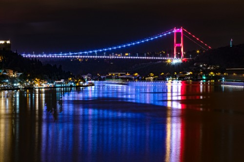 Image golden gate bridge during night time