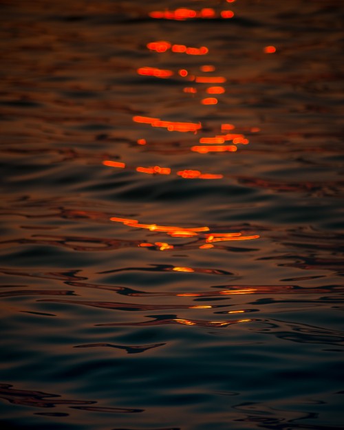 Image water, reflection, calm, orange, atmosphere