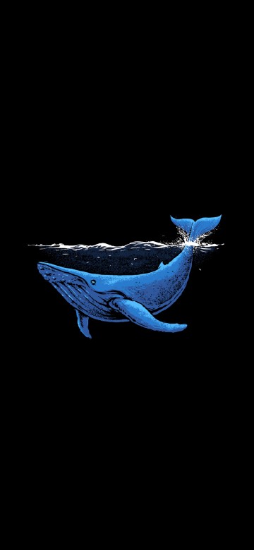 Image Blue whale, whale, minimalist phone, liquid, Finn