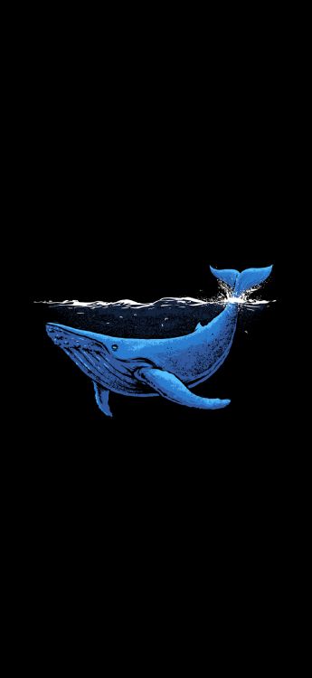 Blue whale, whale, minimalist phone, liquid, Finn