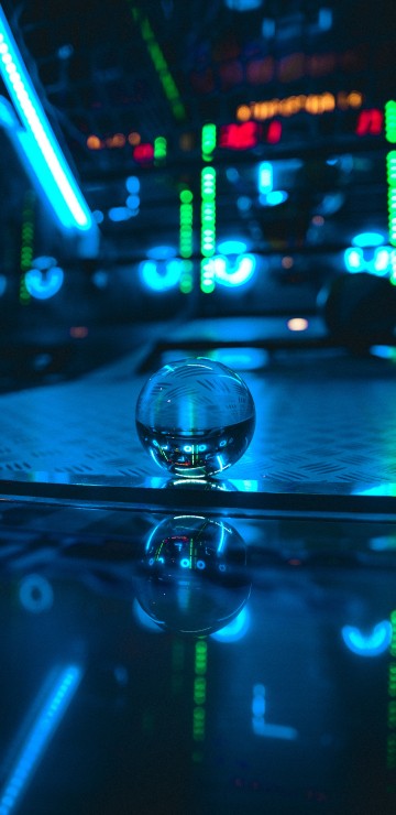Image clear glass ball on table