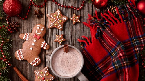 Image hot chocolate, gingerbread house, Cookie, gingerbread man, Christmas Day