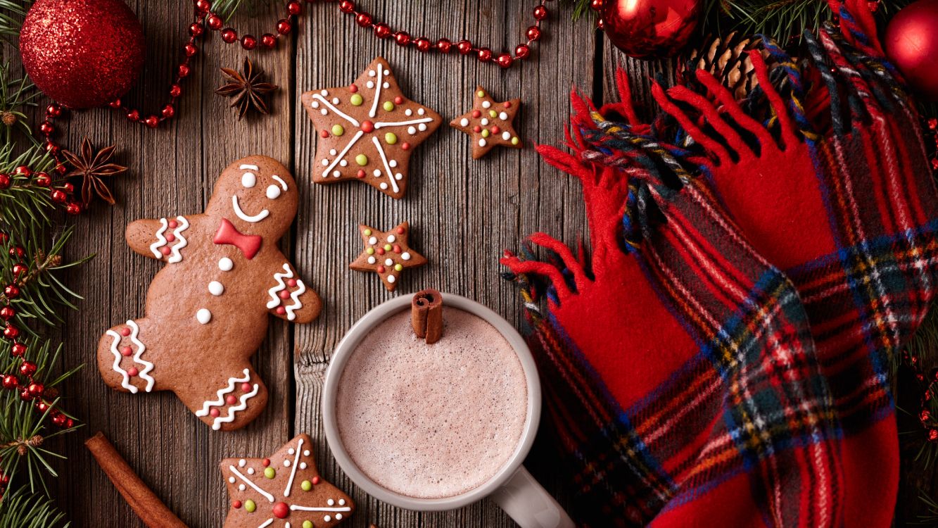 hot chocolate, gingerbread house, Cookie, gingerbread man, Christmas Day