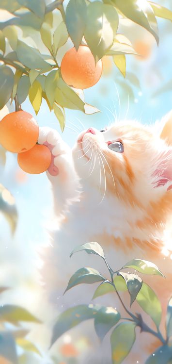 Katze, Kätzchen, Licht, Branch, Orange. Wallpaper in 1168x2464 Resolution