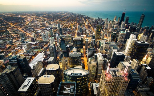 Image aerial view of city buildings during daytime