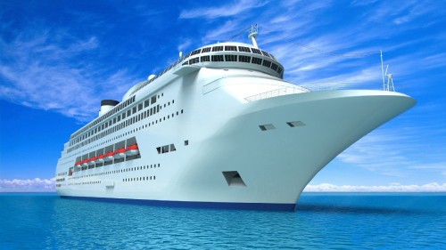 Image white cruise ship on sea under blue sky during daytime