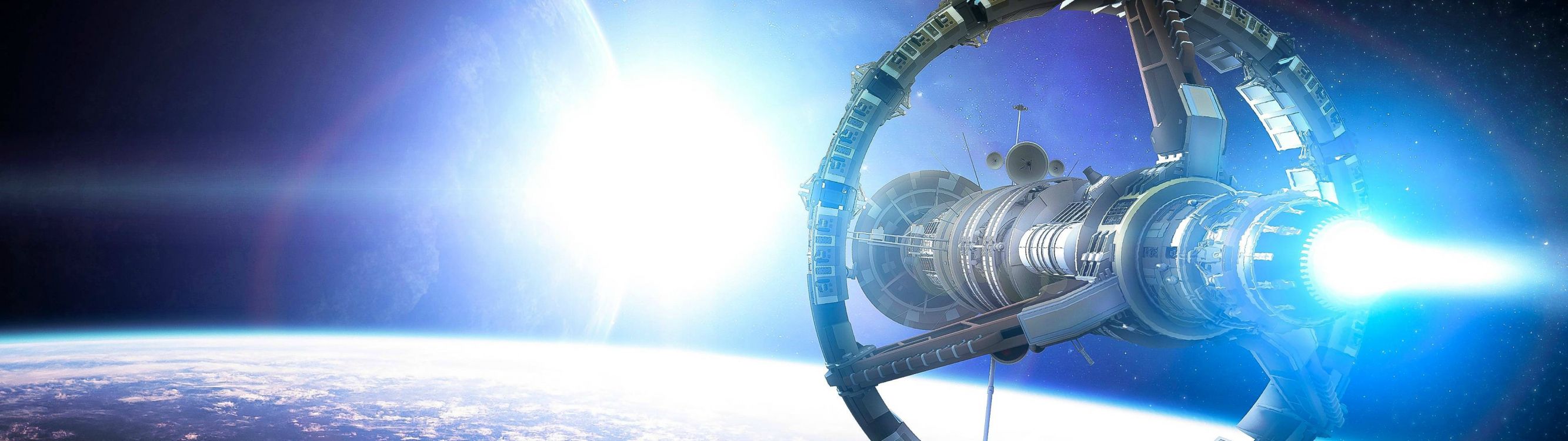 气氛, 空间站, 空间, 外层空间, 卫星 壁纸 3840x1080 允许