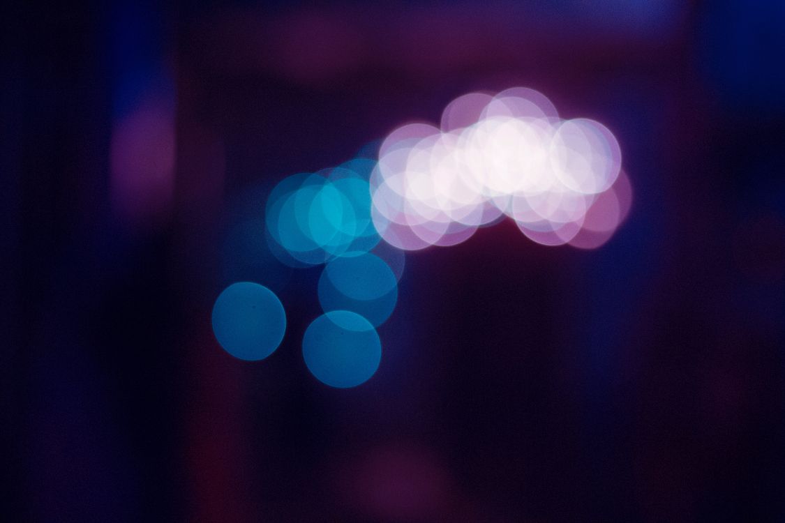 blue and white bokeh lights