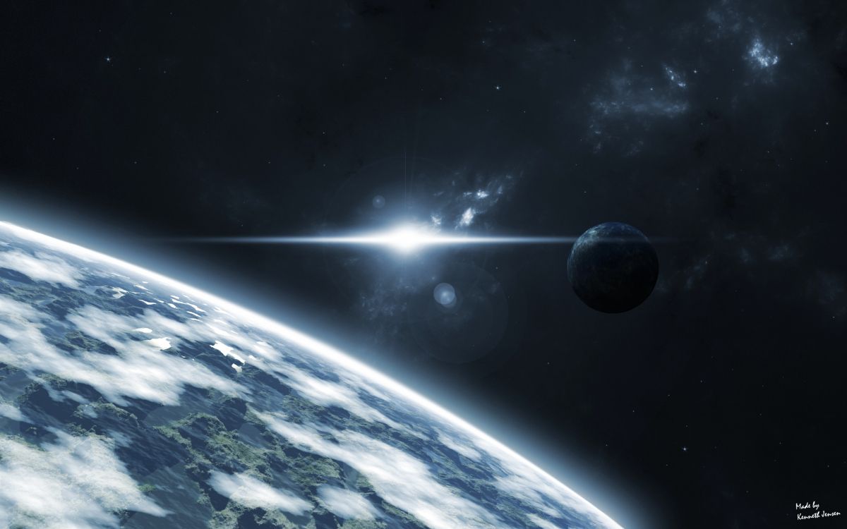 Ciel Bleu et Blanc Avec Lune. Wallpaper in 2560x1600 Resolution