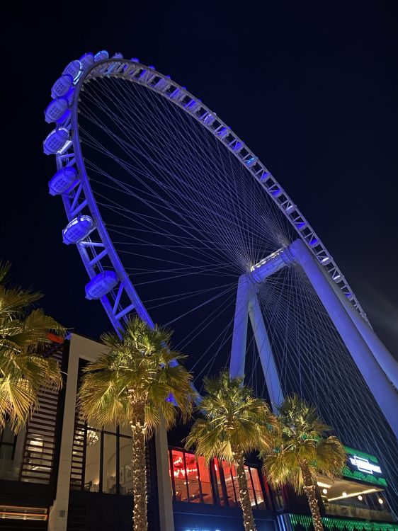 Dubaï, Ferris, Nuit, Blue, Zone Urbaine. Wallpaper in 1536x2048 Resolution
