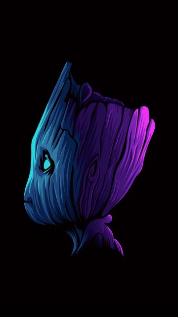 Image baby groot, Groot, art, petal, purple