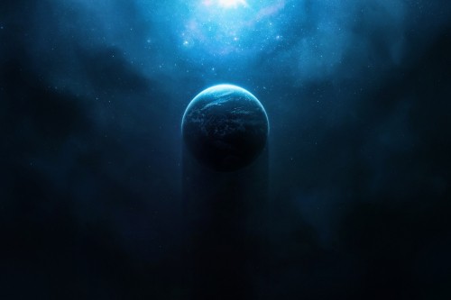 Image blue and black planet illustration