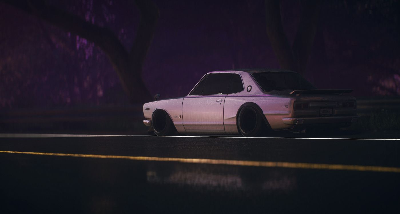 white coupe on a road