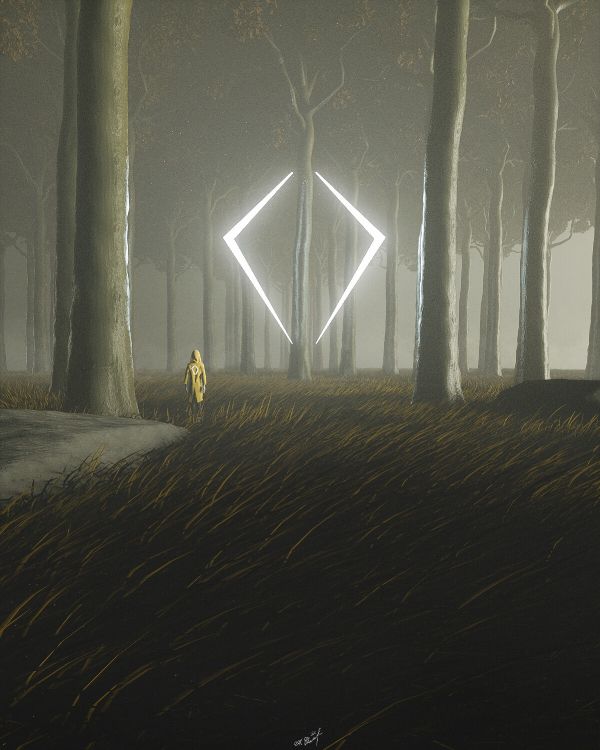 Person in Gelber Jacke, Die Tagsüber im Wald Steht. Wallpaper in 2400x3000 Resolution