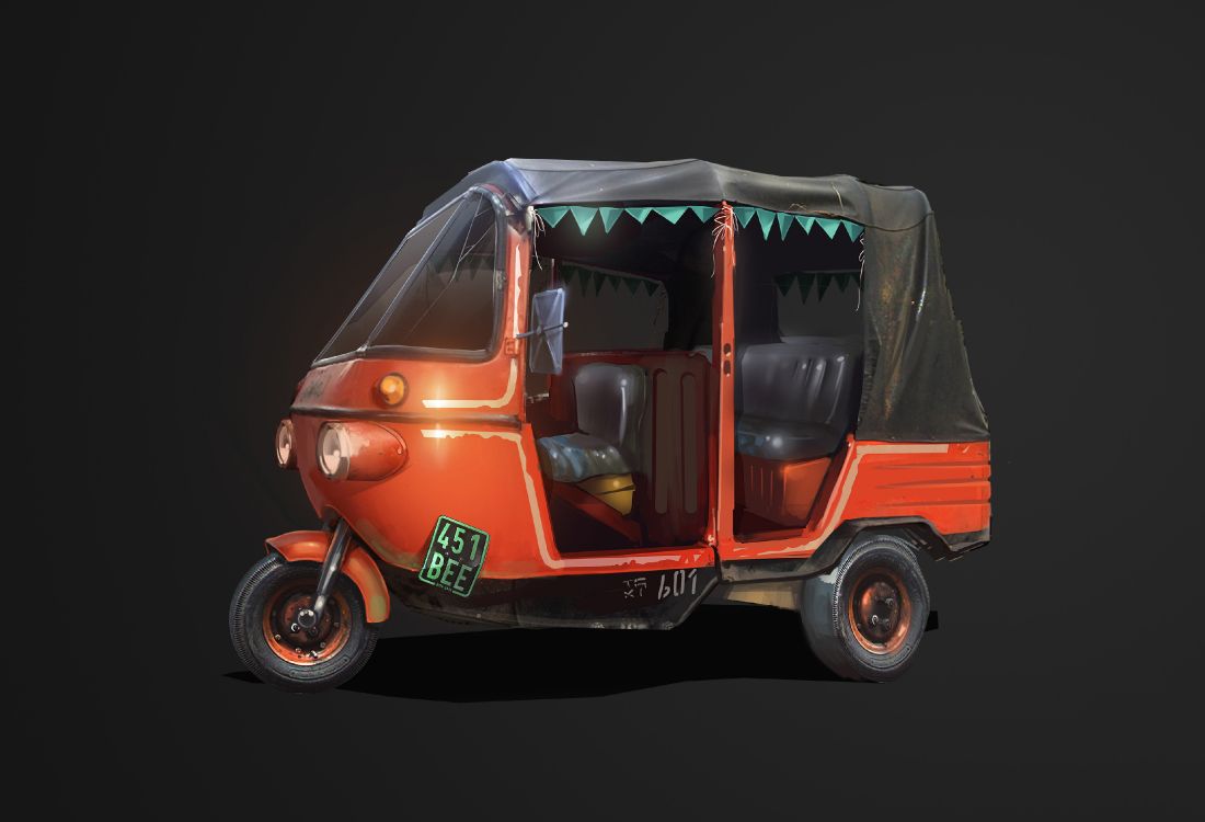 Red and Black Auto Rickshaw. Wallpaper in 3840x2618 Resolution