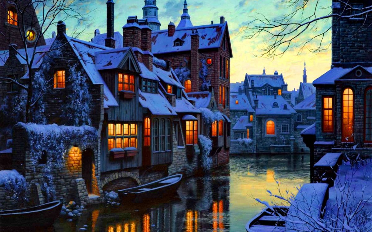 反射, 晚上, 街区, 城市, 冬天 壁纸 2560x1600 允许