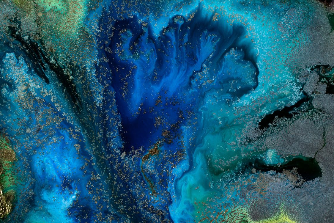 Blaue Und Weiße Abstrakte Malerei. Wallpaper in 3840x2561 Resolution