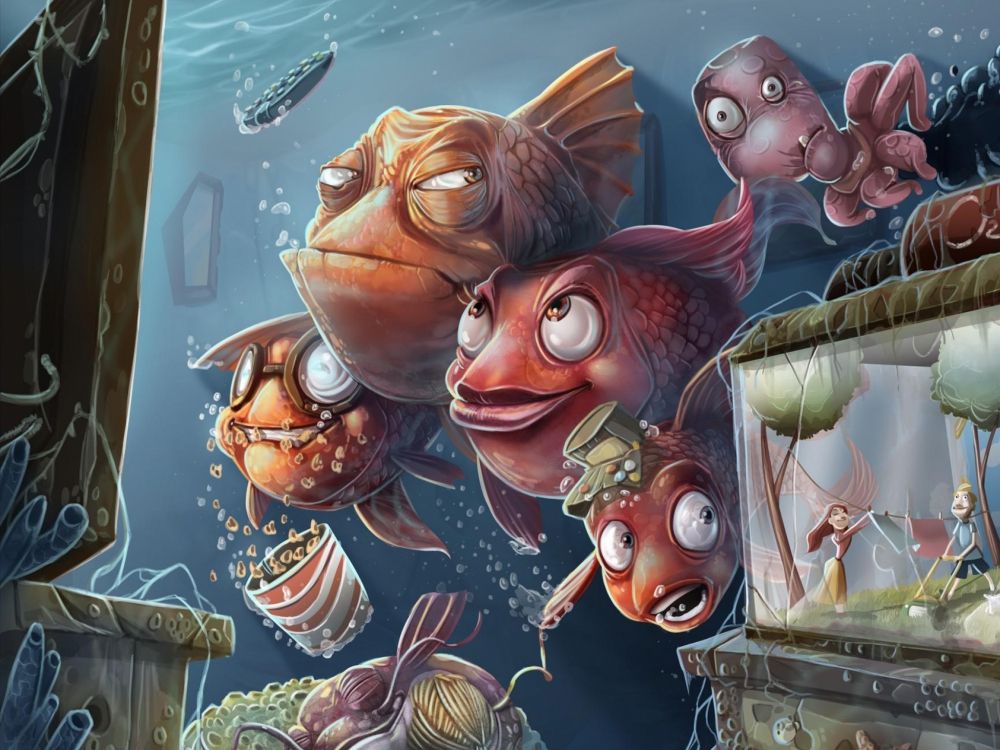 Dos Personajes de Dibujos Animados de Animales Rojos y Marrones. Wallpaper in 2048x1536 Resolution