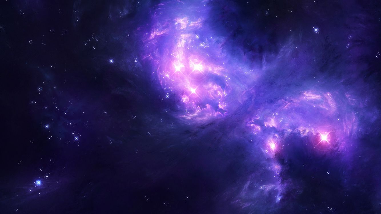 Ilustración de Galaxia Púrpura y Azul. Wallpaper in 2048x1151 Resolution