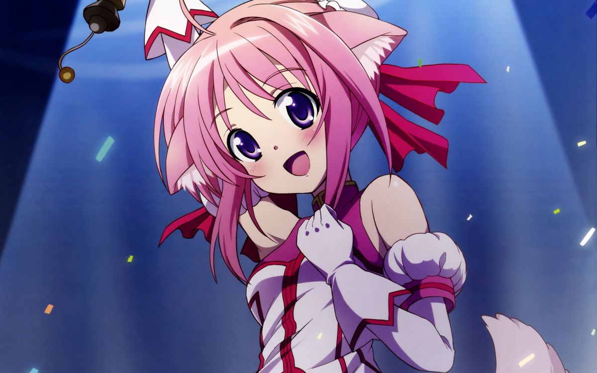 Chica en Vestido Blanco a Rayas Rojas y Azules Personaje de Anime. Wallpaper in 2560x1600 Resolution