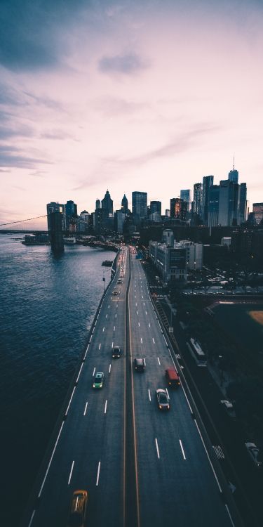 Brooklyn, Agua, Edificio, Coche, Atardecer. Wallpaper in 1728x3456 Resolution