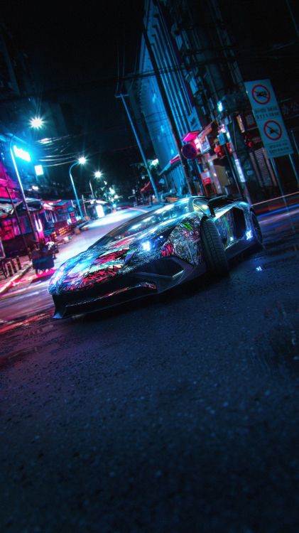 Cyberpunk-Lamborghini, Lamborghini, Car, Lamborghini Gallardo, Sportwagen. Wallpaper in 3240x5760 Resolution