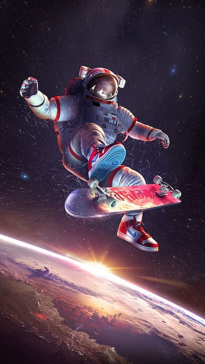 Patinar Astronauta, Skate, Monopatín, El Longboard, Astronauta. Wallpaper in 640x1136 Resolution