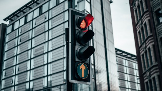 Image black traffic light on red light