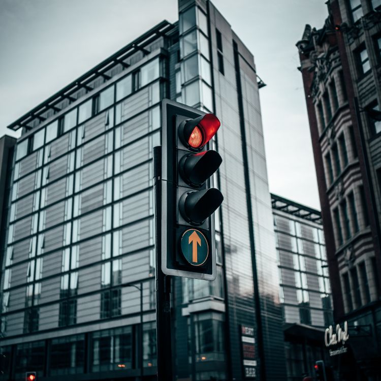 black traffic light on red light