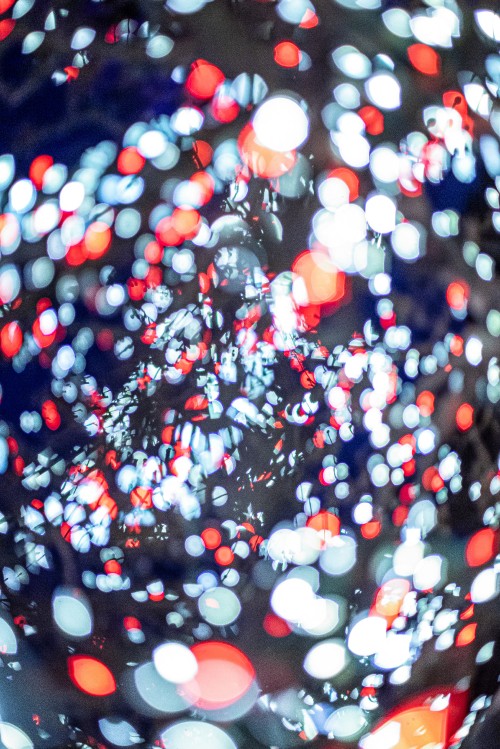 Image red and white bokeh lights