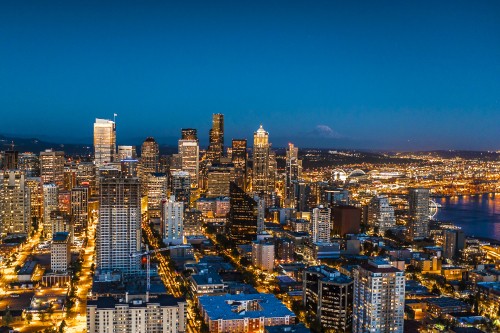 Image city skyline during night time