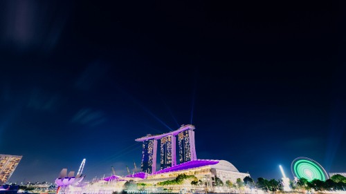 Image building, purple, lighting, architecture, cityscape