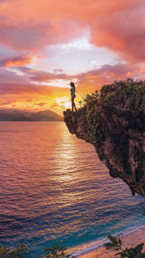 Image coast, sunset, water, cloud, atmosphere