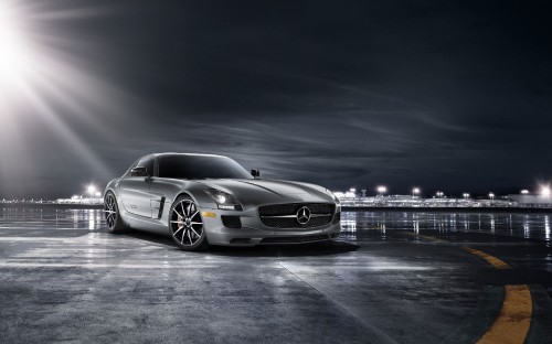 Image silver mercedes benz coupe on road during night time