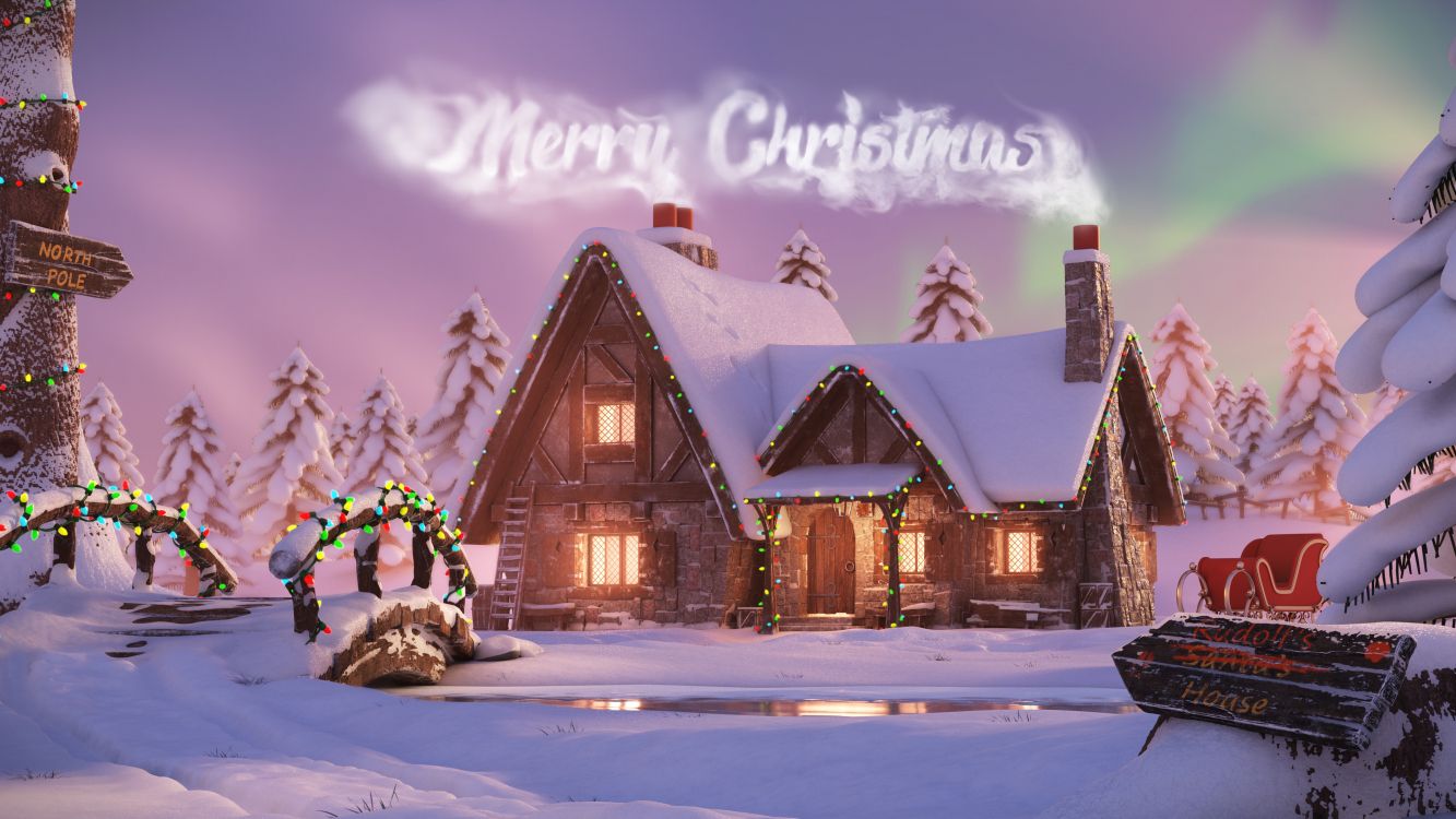 Navidad, Santa Claus, Nieve, Luz, Naturaleza. Wallpaper in 3840x2160 Resolution