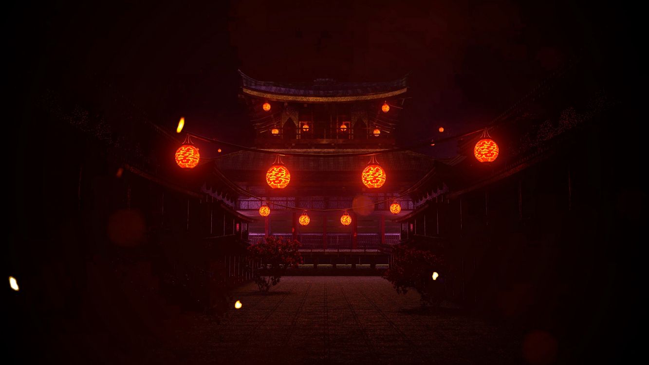 Edificio de Madera Marrón Con Luces Durante la Noche.. Wallpaper in 3840x2160 Resolution