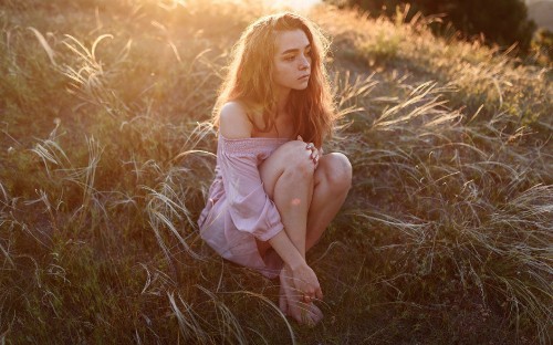 Image beauty, red hair, plant, light, leg