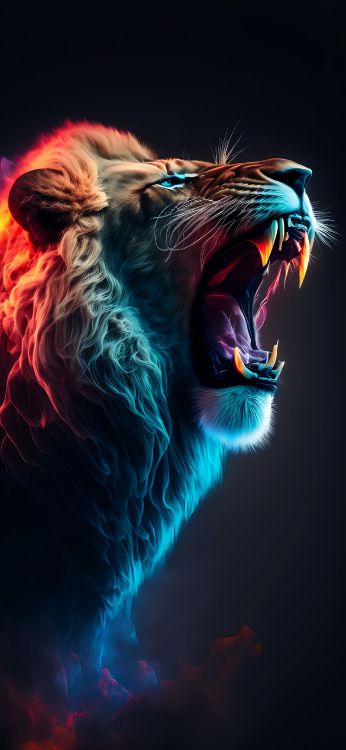 Masai León, Leones, Leopard, Tigre, Rugido. Wallpaper in 1440x3120 Resolution