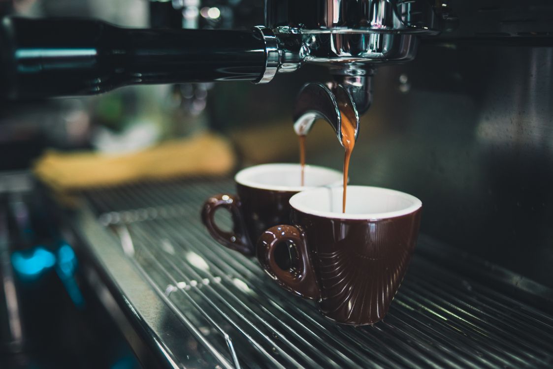 black and white espresso machine