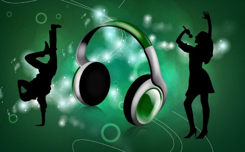 Image green, graphic design, illustration, audio equipment, music