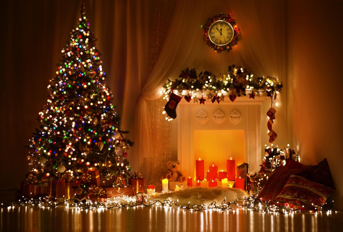 Le Jour De Noël, Arbre de Noël, Les Lumières de Noël, Décoration de Noël, Ornement de Noël. Wallpaper in 8000x5408 Resolution