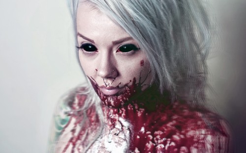 Image hair, eyebrow, mouth, blood, girl