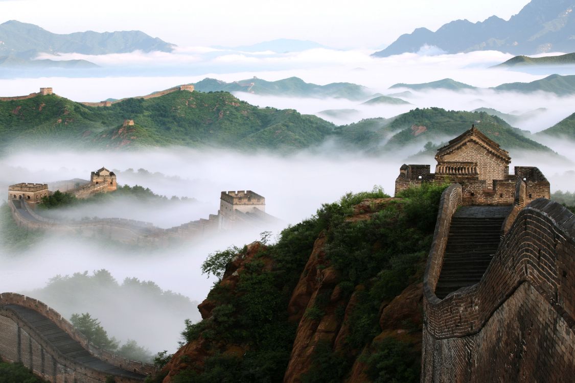 中国的长城, 高地, 山站, 旅游景点, 天空 壁纸 3000x1999 允许