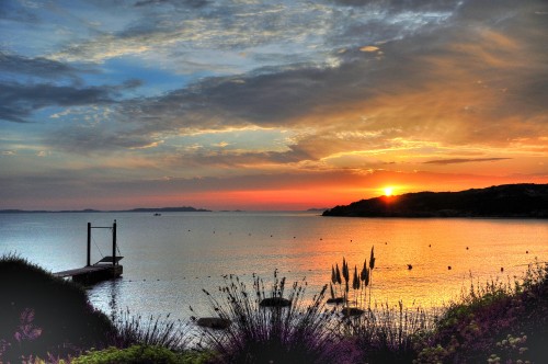 Image silhouette of boat on sea during sunset