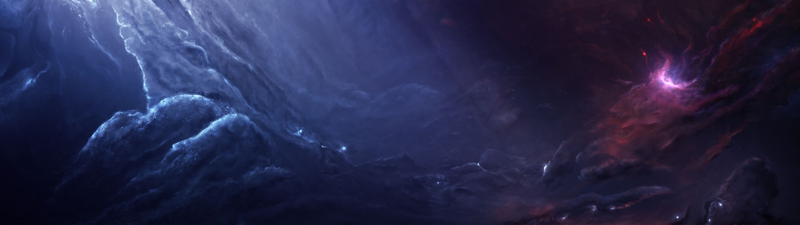 Peinture Abstraite Blanche et Noire. Wallpaper in 7680x2160 Resolution