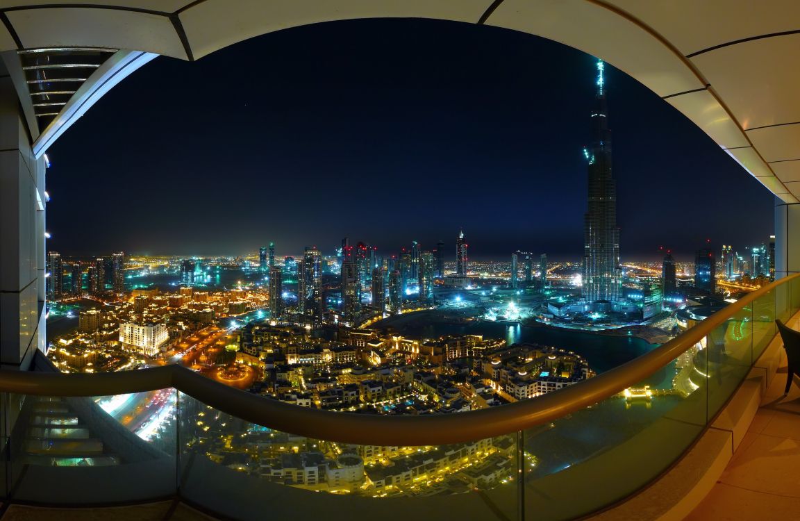 aerial view of city buildings during night time