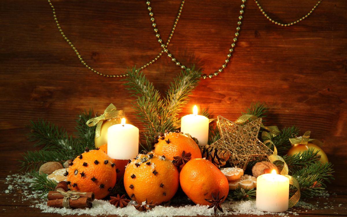 Christmas Day, Still Life, Gourd, Candle, Vegetable. Wallpaper in 3840x2400 Resolution