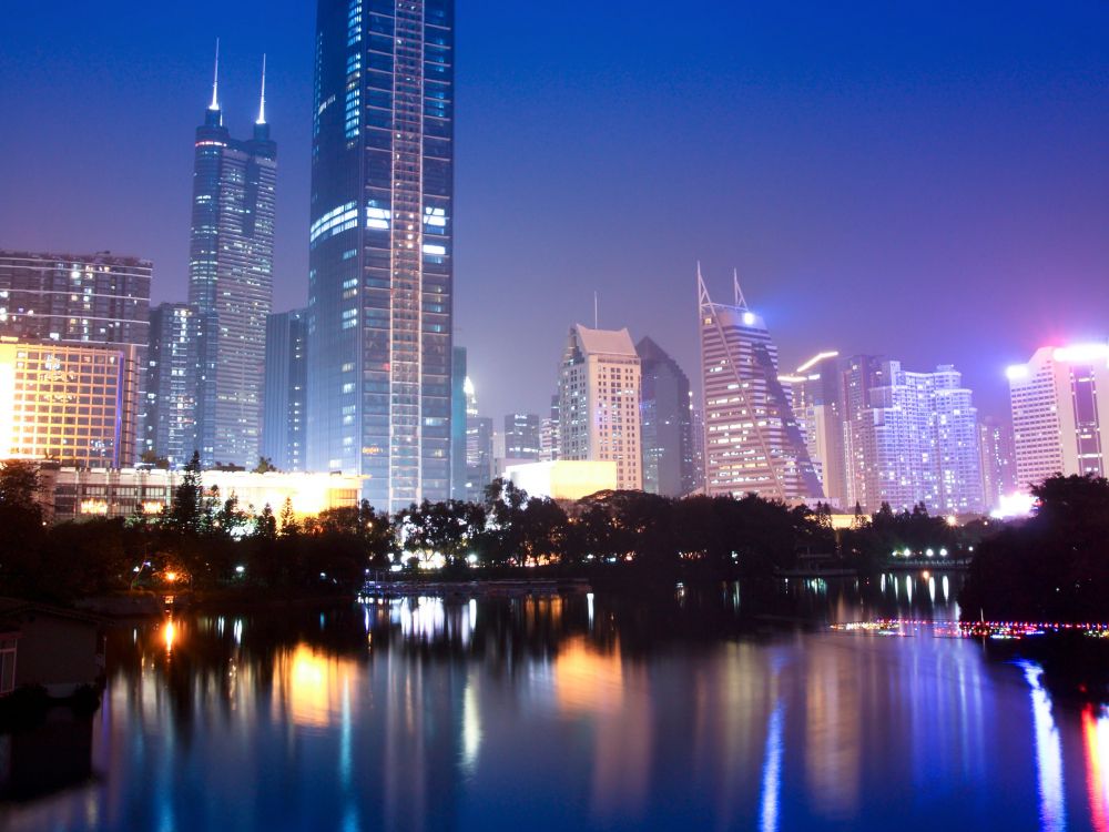 Skyline Der Stadt Bei Nacht Night. Wallpaper in 2800x2100 Resolution